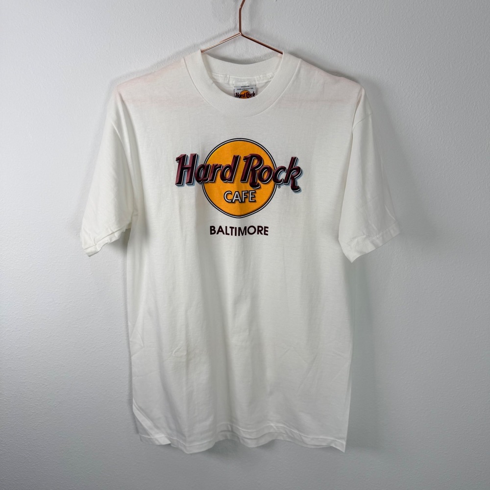 Vintage Hard Rock Cafe Baltimore T Shirt Mens Medium White Made in USA Cotton